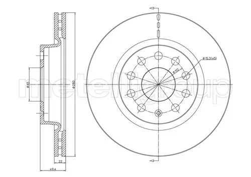 Disco de freno 230733C Metelli