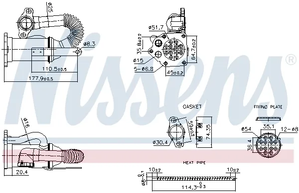 Enfriador de recirculación de gases de escape EGR 989453 Nissens