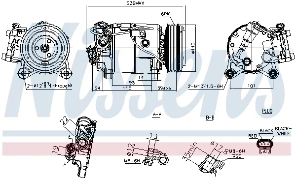 Compresor de aire acondicionado 891019 Nissens