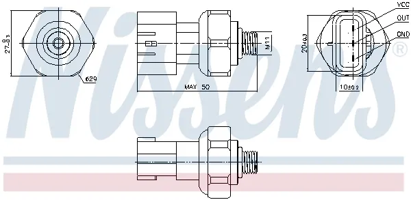 Sensor de presion de aire acondicionado 301090 Nissens