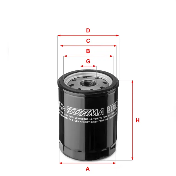 Filtro de aceite S2530R Sofima