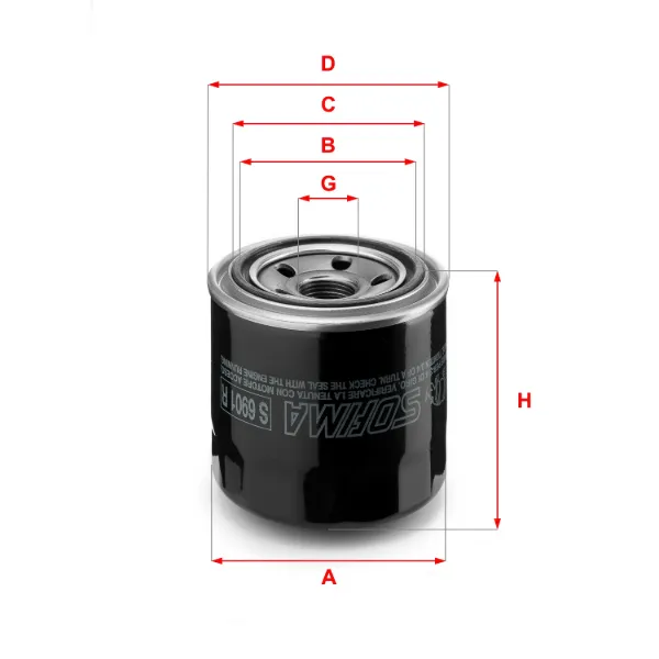 Filtro de aceite S6901R Sofima