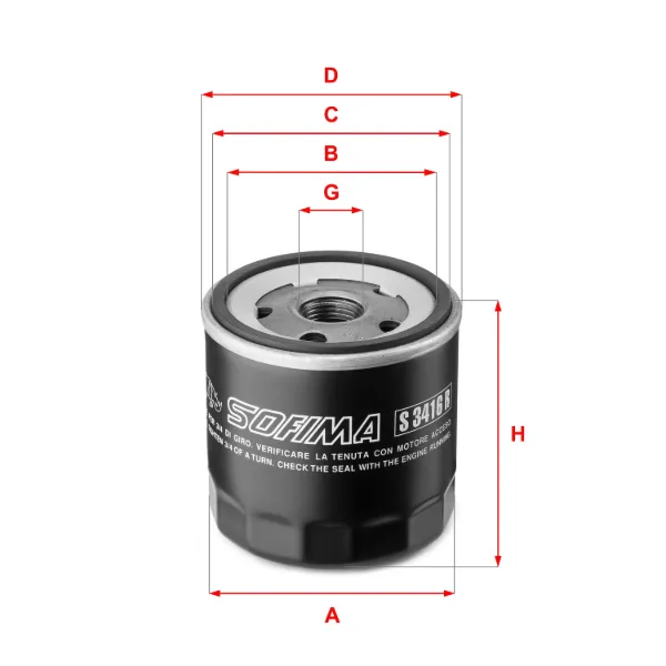 Filtro de aceite S3416R Sofima