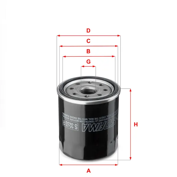 Filtro de aceite S3253R Sofima