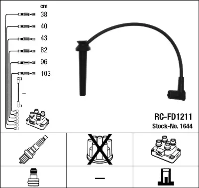 Cables de bujías 1644 NGK