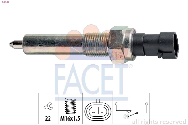 76143 Facet interruptor, piloto de marcha atrás