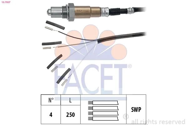 Facet 10.7750 Sonda Lambda Riscaldata (4 Fili, 650mm) - Ricambio Per Mini Cooper/R50/R52/R53