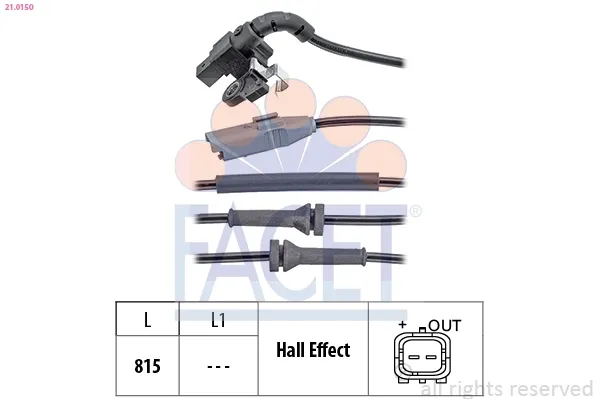Sensor ABS trasero 210150 Facet