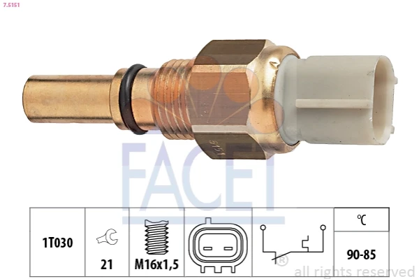 Sensor, temperatura del refrigerante (encendido el ventilador del radiador) Toyota Corolla 