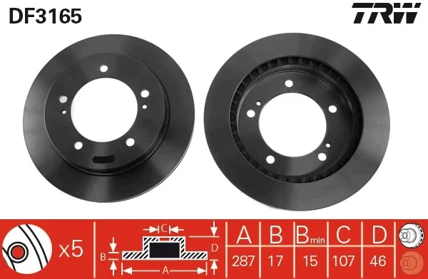 Disco de freno DF3165 TRW