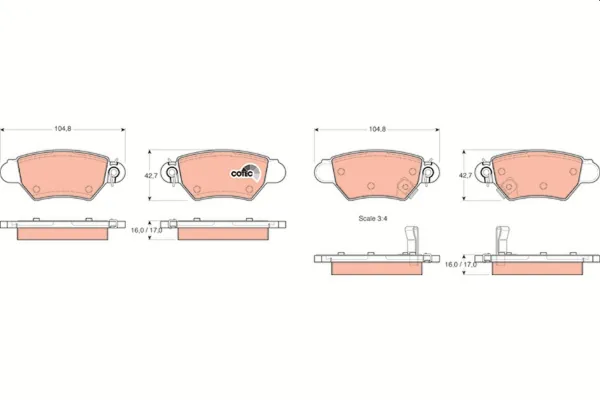 Pastillas de freno traseras GDB1352 TRW
