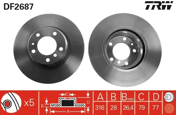 Disco de freno DF2687 TRW