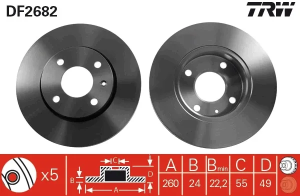Disco de freno DF2682 TRW