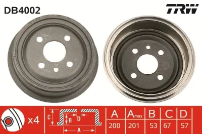Tambor de freno trasero TRW DB4002