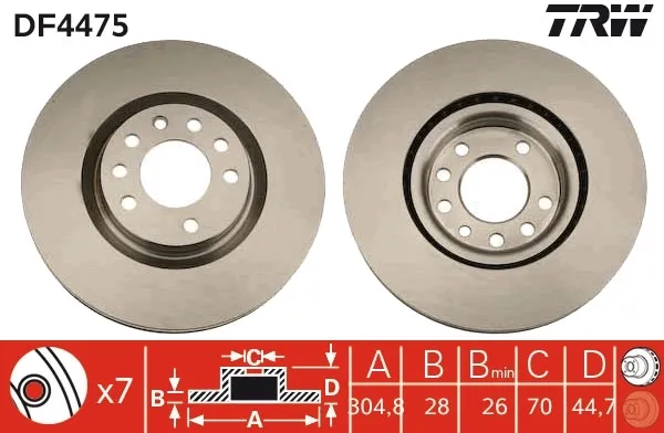 Disco de freno DF4475 TRW