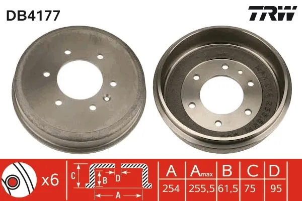 Tambor de freno trasero DB4177 TRW