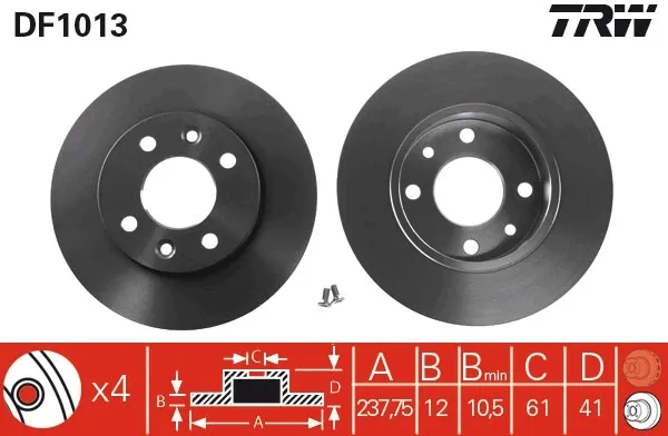 Disco de freno DF1013 TRW
