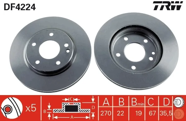 Disco de freno DF4224 TRW