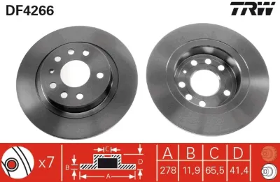 Disco de freno trasero TRW DF4266