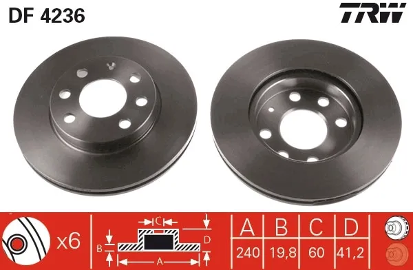 Disco de freno DF4236 TRW