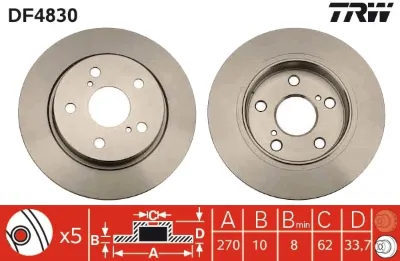 Disco de freno trasero TRW DF4830