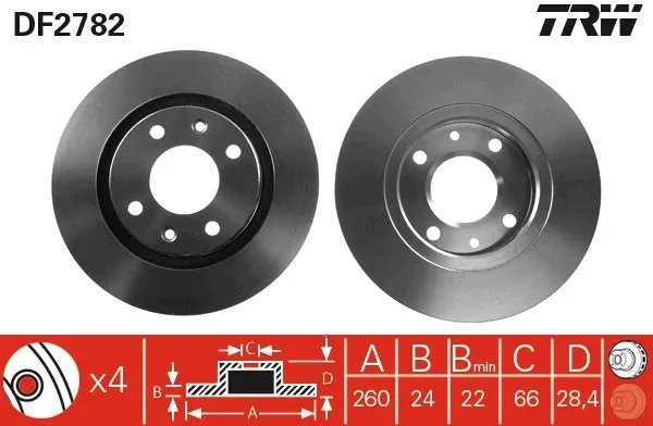 Disco de freno DF2782 TRW