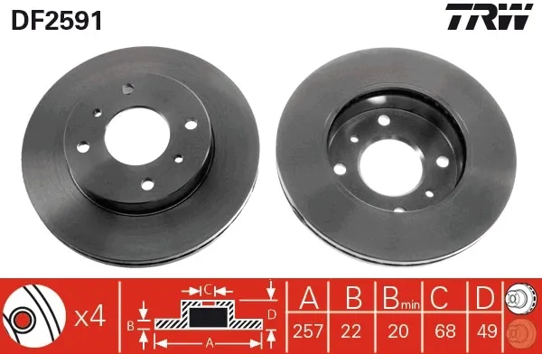 Disco de freno DF2591 TRW