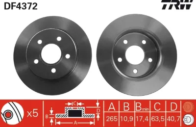 Disco de freno trasero TRW DF4372