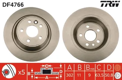 Disco de freno trasero TRW DF4766