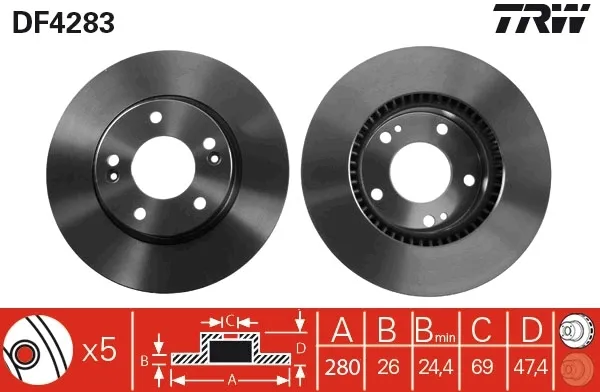 Disco de freno DF4283 TRW