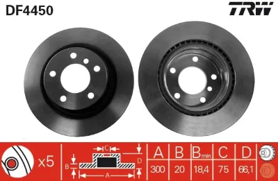 Disco de freno trasero TRW DF4450