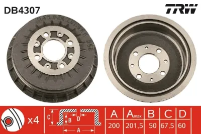 Tambor de freno trasero TRW DB4307