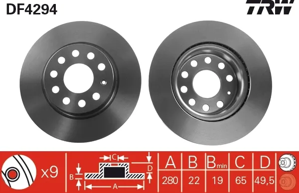 Disco de freno DF4294 TRW