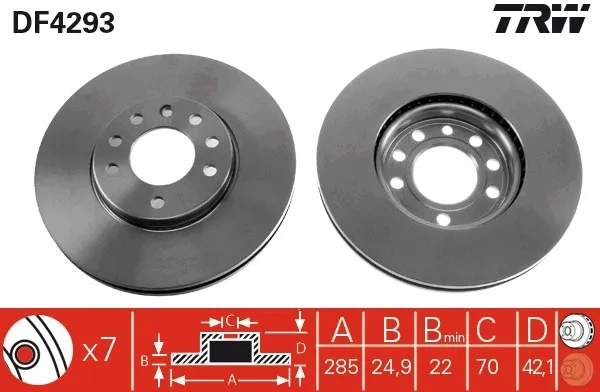 Disco de freno DF4293 TRW