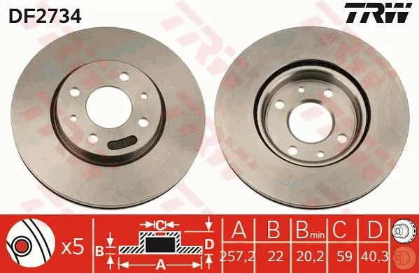 Disco de freno DF2734 TRW