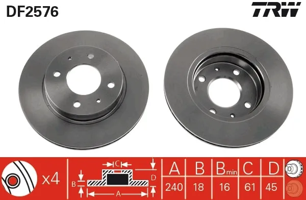 Disco de freno DF2576 TRW