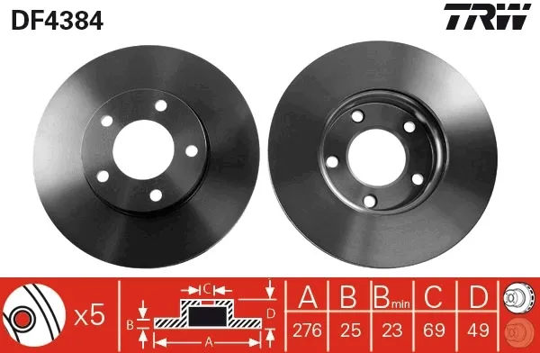 Disco de freno DF4384 TRW