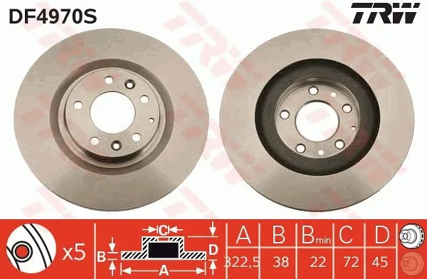 Disco de freno DF4970S TRW