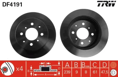 Disco de freno trasero TRW DF4191