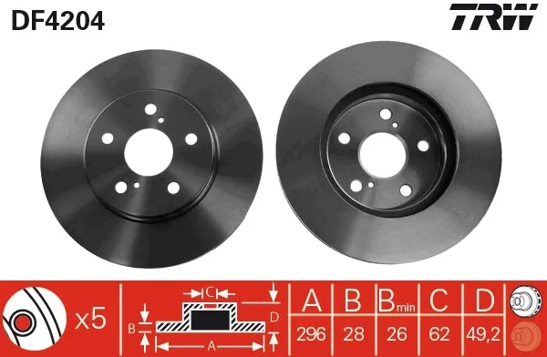 Disco de freno DF4204 TRW