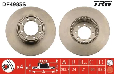 Disco de freno trasero TRW DF4985S