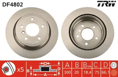 Disco de freno trasero TRW DF4802
