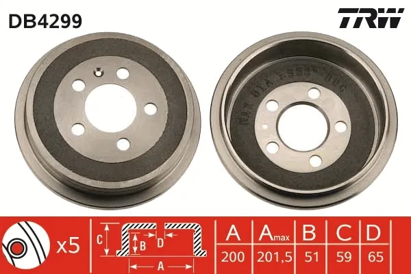 Tambor de freno trasero DB4299 TRW