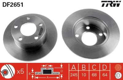 Disco de freno trasero TRW DF2651
