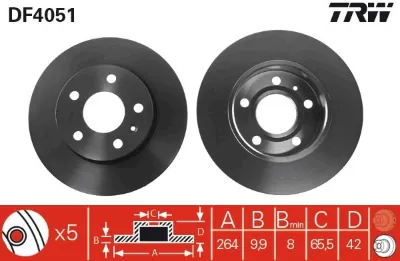 Disco de freno trasero TRW DF4051