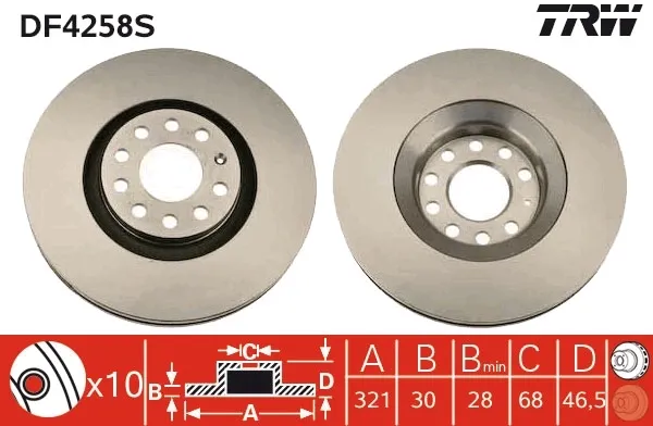 Disco de freno DF4258S TRW