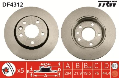 Disco de freno trasero TRW DF4312