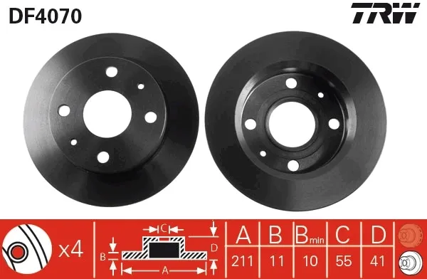 Disco de freno DF4070 TRW