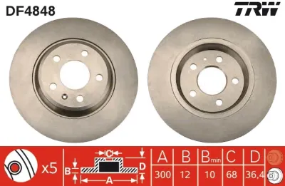 Disco de freno trasero TRW DF4848