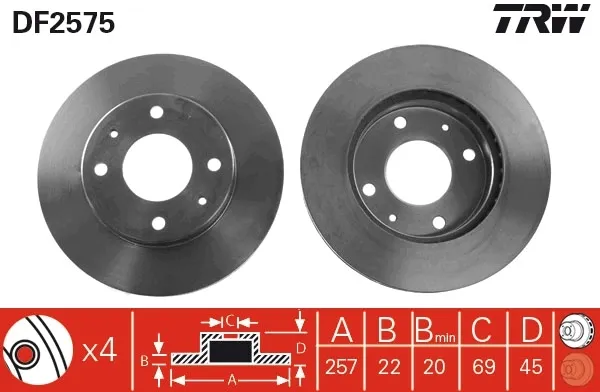 Disco de freno DF2575 TRW